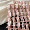 30 piezas de uñas de mano usadas con lunares de ola negra, parche de arte de uñas acabado desmontable