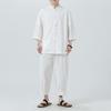 Traje de Algodón y Lino para Hombre 2024 Nuevo Estilo Chino Casual Moda Traje 2024 Verano Nuevo Camisa Abotonada Casual
