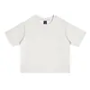 Camiseta Verão 240g Pesada 5A Antibacteriana Refrescante Sorona Marca Tendência Versão Boxy Curta Larga Gola Redonda com Texto Impresso