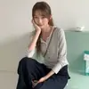 Camiseta Henley de Manga Larga a Rayas para Mujer 2026 Otoño Lyocell Corte Delgado Favorecedor Top Básico para Mujer