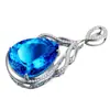 Collar de Diamantes Lágrimas de Ángel de Lujo Europeo y Americano con Colgante de Sirena con Gota de Topacio Azul