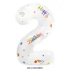 Globo de Foil Blanco con Número Impreso de Cumpleaños Versión US de 32 pulgadas para Decoraciones del Primer Cumpleaños de Niños y Accesorios para Fotos al Aire Libre