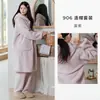 Pijama e Roupão Kexika Longos com Capuz, Quentes, de Lã Sintética, Espessados, Reguladores de Temperatura, Antiestáticos, Adequados para Usar Fora de Casa como Roupa de Casa