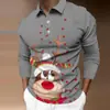 Camisa tipo polo de manga larga con botones y cuello, de comercio exterior transfronterizo de Amazon, estilo casual navideño de estación independiente de Amazon