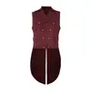 Colete cauda de andorinha gótico retrô medieval, fantasia cosplay, colete jacquard de lapela sem mangas duplo-breasted steampunk cauda de andorinha