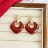 Pendientes de gota de aceite de aguja de plata con forma de rombo Moda Populares Simples Pendientes Nicho Lujo Ligero Pendientes de Gama Alta Venta al por Mayor para Mujeres