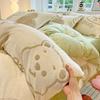Conjunto de Quatro Peças de Veludo Espesso Quente de Inverno com Flocos de Neve e Veludo Leite Cobertor de Edredom de Veludo Dupla Face Lençóis de Cama Conjunto de Três Peças para Dormitório
