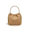 Bolsa de Palha tipo Balde Bolsa de Ombro Versátil Pequena Fresca de Couro Portátil Bolsa Transversal Bolsa de Ombro com Corrente Bolsa tipo Balde