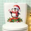 Decoración de Funda para Asiento de Inodoro de Pingüino Navideño de Dibujos Animados, Funda para Asiento de Inodoro de Baño, Pegatina Decorativa para Ambiente Festivo