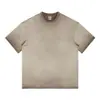 Exportação algodão 260g lavagem pesada água gradiente bicolor manga curta solta plus size transfronteiriça retrô europeia e americana camiseta marca de tendência