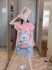 Pijama de verano para mujer de talla grande, diseño de dibujos animados lindo, para damas de talla grande, vestido camisón de seda de leche para el hogar, venta al por mayor