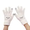 Luvas de Inverno Femininas para Proteção contra o Frio, Luvas de Ciclismo de Cinco Dedos, Luvas de Algodão com Forro de Fleece, Luvas de Tricô Grossas para Exterior com Tela de Toque
