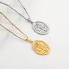 Collar Colgante Ovalado de Acero Inoxidable Vintage con Alas de Ángel Transfronterizo, Chapado en Oro al Vacío, No se Desvanece, en Stock al por Mayor
