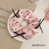 Goma para el pelo con lazo de lunares rosa dulce para mujer, Banda elástica alta para coleta, Cuerda para el pelo no dañina, Accesorio para el pelo