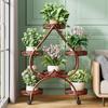 Suporte de Flores Suporte de Armazenamento Interno de Ferro Multicamadas com Rodas de Chão Suporte para Vasos de Flores Verdes Suporte de Flores para Sala de Estar Doméstica Varanda