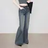 Jeans Vintage Lavados Rectos Acampanados Talla Grande para Mujer, Nuevos Pantalones de Campana de Pierna Ancha Sueltos de Cintura Alta para Otoño/Invierno