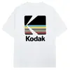 Camiseta Gráfica Logo Arco-Íris Abertura Câmera Kodak Masculina Algodão Vintage Street Preta 2026 Nova