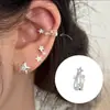 Clip para oreja de estrella con incrustaciones de diamantes exquisito dulce transfronterizo suministro aretes sin perforación temperamento línea de meteoritos multicapa clip para hueso de la oreja