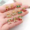 Acero Inoxidable Estilo Francés Colgante de Cereza con Pedrería DIY Collar Pulsera Pendientes Accesorios de Joyería Dijes Pequeños Estilo Europeo y Americano