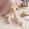 Zapatos de Mujer Serie Lolita Zapatos de Primavera y Otoño Sandalias de Plataforma Impermeables con Perlas y Cuentas Tacón Grueso Tacón Medio Zapatos Talla Grande Talla Pequeña