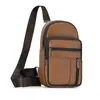 Bolsa de Peito para Esportes ao Ar Livre Transfronteiriça para Homens, Bolsa de Peito Transversal de Couro para Comércio Exterior, Bolsa de Peito de Ombro Único de Couro Genuíno para Homens