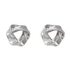 Pendientes de Plata 925 con Cierre de Mariposa Diseño Hecho a Mano Triángulo Hueco Retorcido Joyería Estilo Japonés y Coreano Simples Transfronterizos Pendientes Nuevos