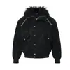 Jaqueta Padded de Inverno Magic Bear com Gola de Pelo de Zibelina, Casaco de Algodão com Forro de Fleece, Estilo Old Money, Jaqueta Acolchoada Tendência Streetwear Leve Americana