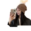 Gorro de Punto con Letras Adelgazante para Rostro para Mujer Otoño e Invierno, Gorro Grueso Cálido Holgado, Circunferencia de Cabeza Grande, Gorro de Lana Versátil, En Stock