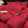 Conjunto de cama de alta qualidade Classe A, 60 fios, 100% algodão, jacquard acetinado, para casamento, quatro peças, na cor vermelho vivo, puro algodão de fibra longa