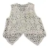 Chaleco Bordado Estilo Étnico, Cárdigan Corto, Prendas de Abrigo con Cuello en V, Top de Punto Bordado sin Mangas Calado, Ropa para Mujer