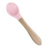 Amazon Bebê Garfo e Colher de Silicone Silicone de Grau Alimentício Talheres para Bebê Cabo de Madeira Garfo e Colher Treino de Alimentação Crianças