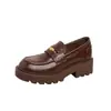 Nuevo Estilo para Invierno y Primavera~ Nueva Primavera Cuero Suave Moneda de Oro Estilo Británico Punta Redonda Slip-on Zapatos Perezosos Mocasines Zapatos de Cuero