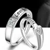 Joyería Anillo de Plata para Pareja Chapado en Platino Par de Hombres y Mujeres Moda Coreana Anillo de Boda Abierto Joyería Creativa