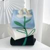 Calcetines de Tulipán Tridimensionales para Mujer, Calcetines Finos Florales de Media Pantorrilla, Absorbentes de Sudor, Transpirables, Calcetines Sueltos Dulces y Lindos, Calcetines Zhuji