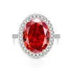 Anel Gema Flor de Gelo Super Grande Formato Ovo de Pombo para Mulheres, Venda Quente em Live-Stream, Anel Brilhante de Diamante de Alto Carbono Formato Ovo, Envio Direto de Uma Peça