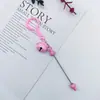 Chaveiro Criativo Colorido DIY com Sino e Contas Anel para Pendurar Pingente Porta-Chaves de Bolsa Cor de Doce Haste com Contas Decoração