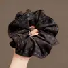 Scrunchie de rede colorido e oversized com alta elasticidade e alto apelo estético, acessório de cabelo multicamadas estilo francês