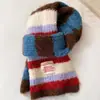 Bufanda de Punto Versátil a Rayas y Bloques de Color para Mujer, Estilo Coreano Otoño e Invierno, Engrosada para Calidez y Protección contra el Frío, Calentador de Cuello para Estudiantes