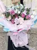 Tecido de malha xadrez, materiais para buquês criativos, papel de embrulho estilo coreano, malha para arte floral, suprimentos para floristas, materiais para floristas
