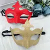 Nueva máscara de medio rostro Amazon con patrón de escamas de pez flecha de PVC de cuero sintético para fiesta de carnaval, accesorios de cosplay