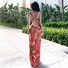 Itsnikar Vestido Floral Rojo Retro para Mujer Verano Sexy de Tirantes Halter Vestido con Tirantes Espalda Descubierta Vestido de Vacaciones en la Playa