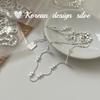 Collar de alta gama con cadena de clavícula, estilo coreano, sencillo y combinable, de plata de ley S925 con cuentas cuadradas y costuras.