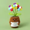 Flor de Lã Feita à Mão Flor Pom Pom Planta em Vaso Pequena Produto Acabado Presente para o Dia dos Professores Presente para a Volta às Aulas Flor Artificial Decoração de Mesa