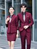 Traje de tres piezas de un botón ropa de trabajo para gerente de empresa rojo vino traje profesional traje para hombres y mujeres de alta gama