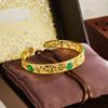 Pulseira Aberta Oca Método Antigo Ouro de Areia Vietnamita Microincrustada Diamante Sintético Banhada a Ouro Moda Nacional de Longa Data Joias Vintage