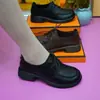 Sapatos de Couro Confortáveis Retrô 2026 Outono Nova Moda Versáteis Sapatos de Salto Bloco Elegantes Mocassins com Cadarço para Mulheres