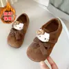 Sapatos de pelúcia dois-algodão sapatos infantis cartoon sapatos Birkenstock 2026 inverno sapatos de princesa infantis sapatos de couro pequenos para bebê sapatos de dirigir