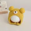 Chapéu infantil fofo para proteger as orelhas no outono e inverno, adorável chapéu de lã tricotada para bebê, chapéu de pinguim que faz barulho, quente e à prova de vento