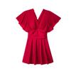 Novo Estilo Manga Flutuante de Malha Vestido de Natação Feminino Doce Roupa de Banho Cintura Alta Emagrecedora com Bojo Sutiã Maiô Sexy Sem Costas