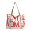 Bolsa de Lona con Letra Simple para Mujer, Estilo Nuevo, Estilo Ins Artístico, Bolso de Hombro de Gran Capacidad, Bolsa Tote para Clase de Estudiante Venta al por Mayor